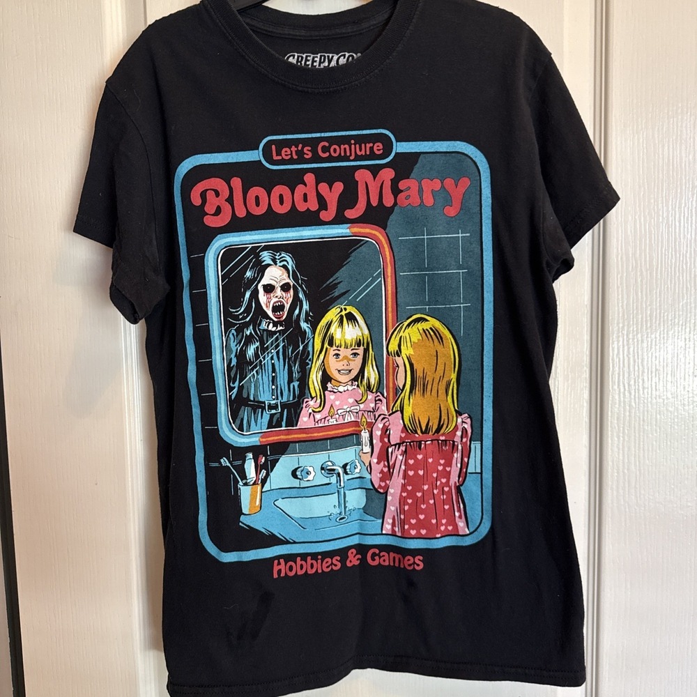 Creepy Co Bloody Mary Graphic T Shirt Womens Small Black Horror Spencer's Spooky